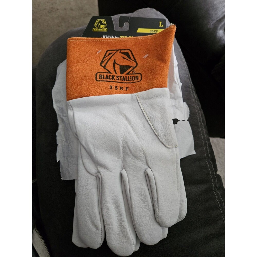 Black Stallion L 35KF Kidskin Tig Glove With Cushion Core & DragPatch